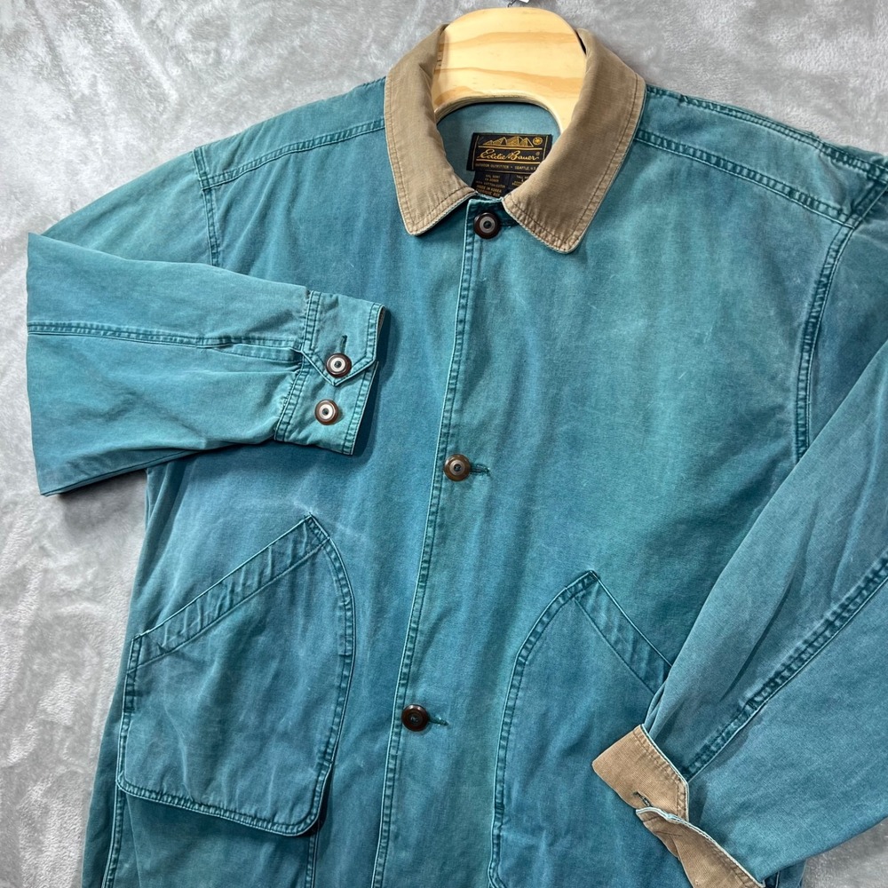 Vintage 90's Eddie Bauer Chore Barn Jacket Faded Green/Blue‎ Men's L Tall